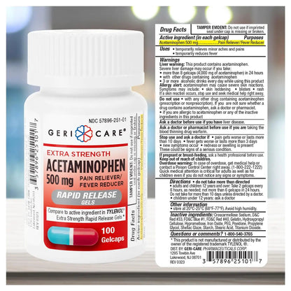 Extra Strength Rapid Release Pain Relief Gelcaps, 100count GeriCareBuy Supplements Australia