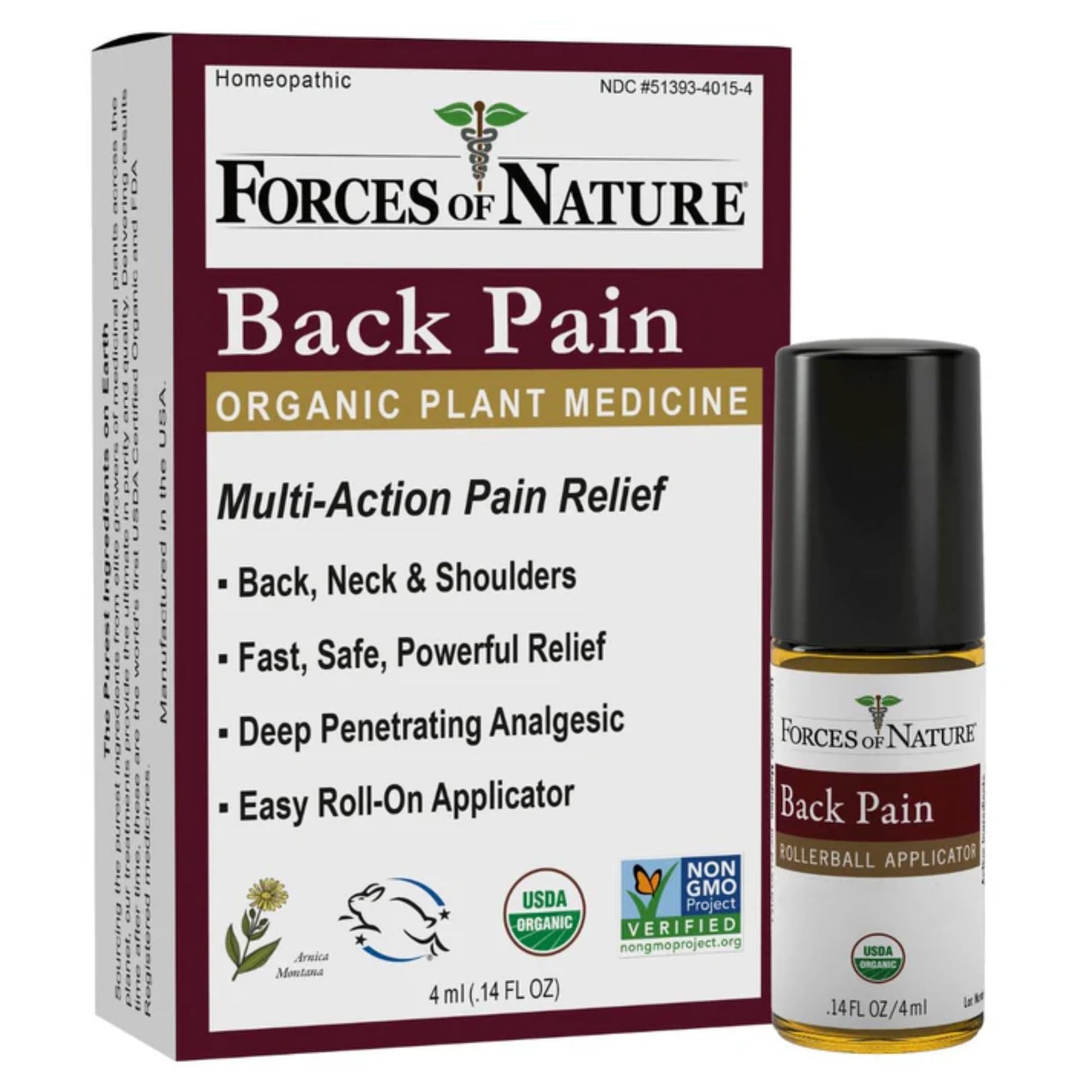 Forces of Nature Natural, Organic Back Pain Relief, w/Arnica & St John's Wort, Fast Acting Anti-Inflammatory Topical Muscle Soother for Lower Back, Sciatica, Neck, Non-GMO, Cruelty-Free, 0.14 Fl Oz Forces of NatureBuy Supplements Australia