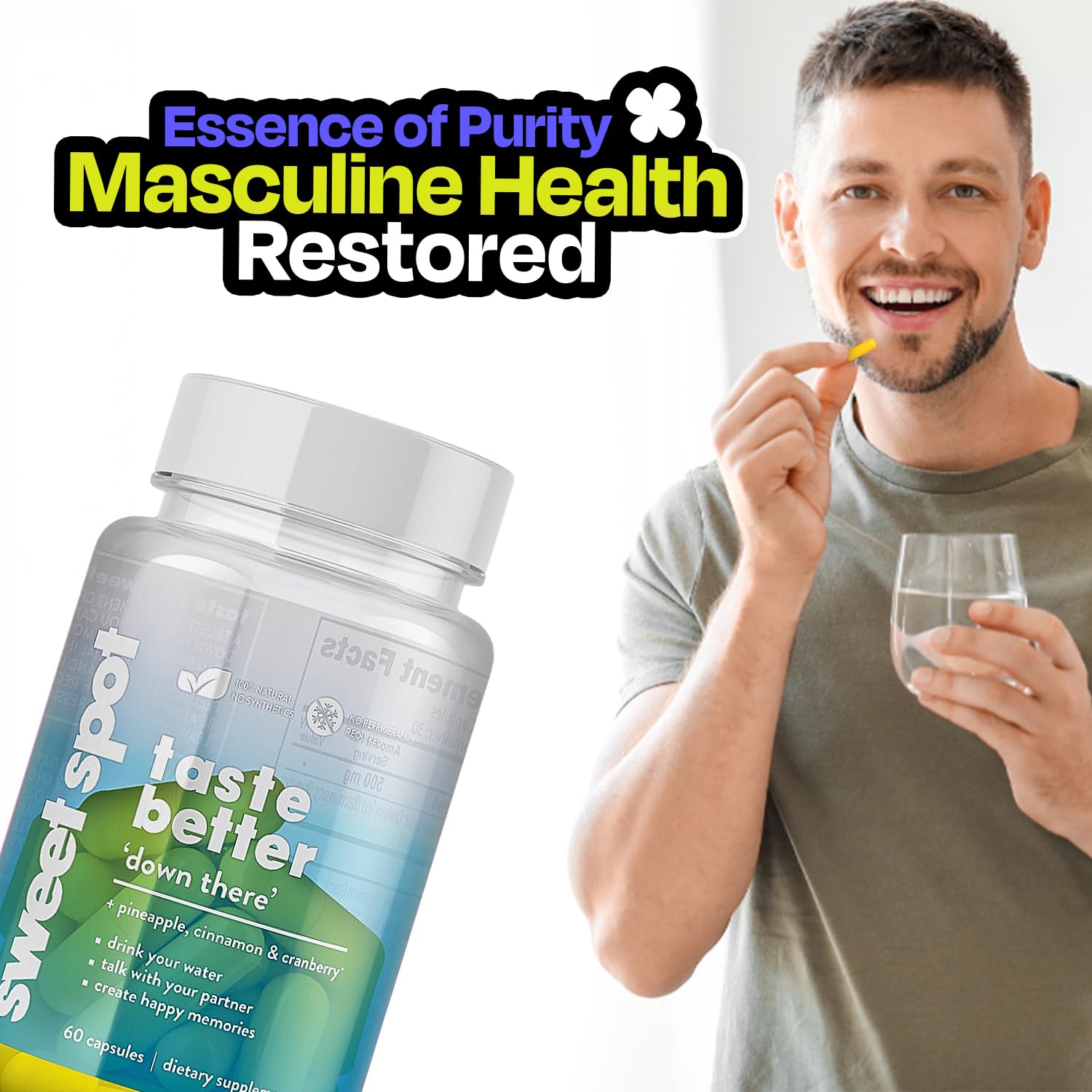 Pineapple Probiotics for Men – 625mg Sweet Spot Formula with Pineapple Extract, Cranberry & Cinnamon, Supports pH Balance & Freshens Taste, 60 Capsules, Made in the USA TASTE THE SWEET SPOTBuy Supplements Australia