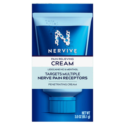 Nervive Pain Relieving Cream, Nervive Pain Relief, Max Strength Formula, Lidocaine Cream, Lidocaine Topical, Foot Pain, Leg Pain, Hand Pain Non-Greasy, 3.0z Nervive buy supplements Au