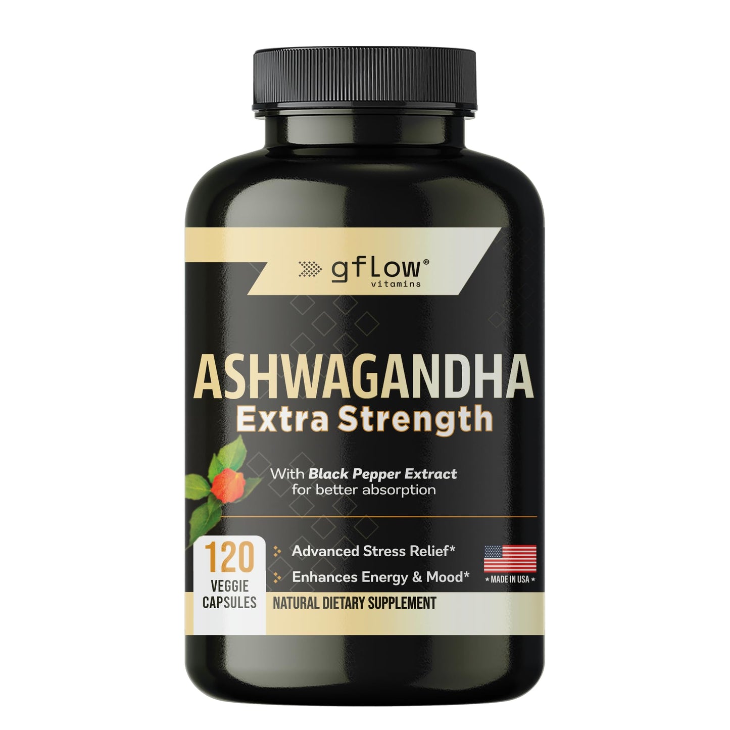 gflow vitamins Ashwagandha Supplements for Women and Men | Sleep, Mood and Energy Support | Extra Strength