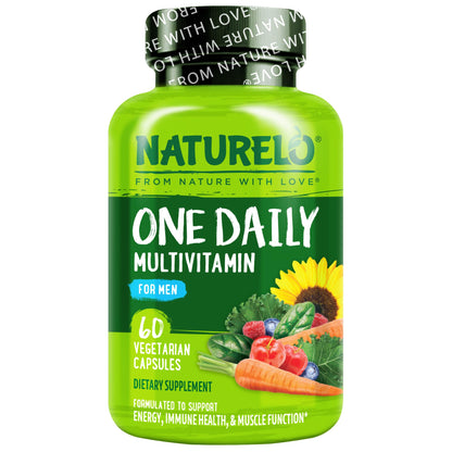 NATURELO Mens Multivitamins - One Daily Multivitamin for Men with Vitamins, Minerals & Organic Whole Foods, Boost Energy & Health,