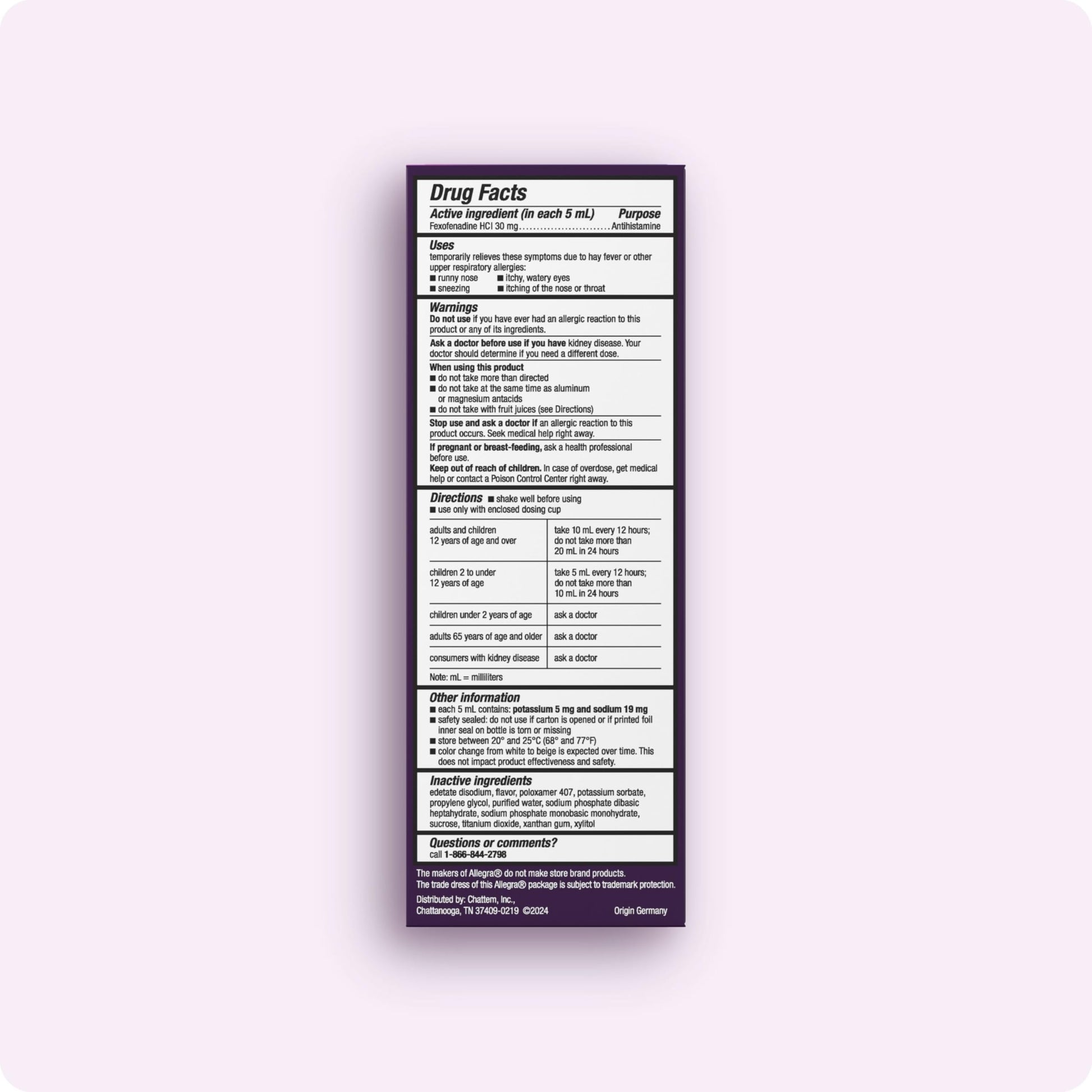 Allegra Children's 12-Hour Allergy Relief Liquid, Non-Drowsy Indoor and Outdoor Allergy Medicine, 30 mg Fexofenadine HCI Antihistamine for Kids, Berry Flavor, 8 oz Allegra buy supplements Au