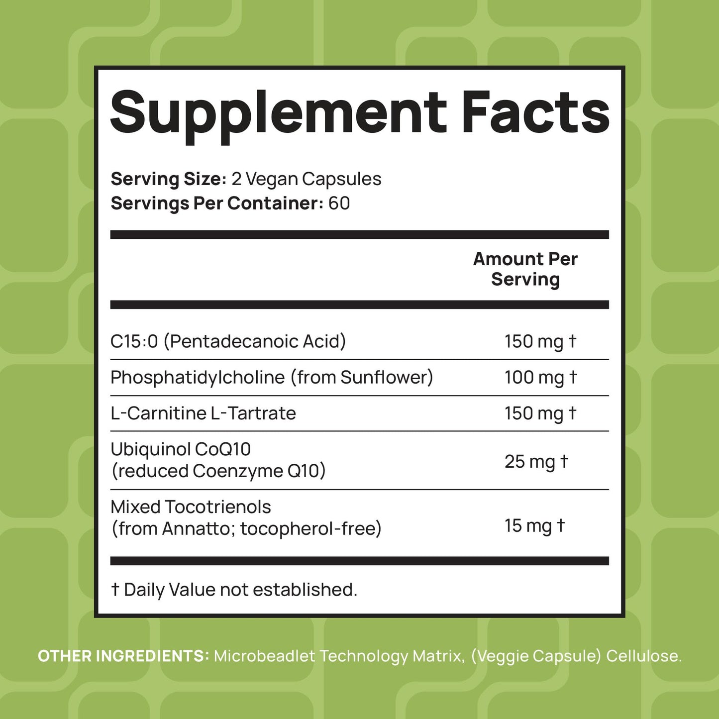 C15:0 Pentadecanoic Acid Supplement | Longevity, Cellular & Membrane Support, Micro-Granule Enhanced Absorption, Phosphatidylcholine, L-Carnitine,