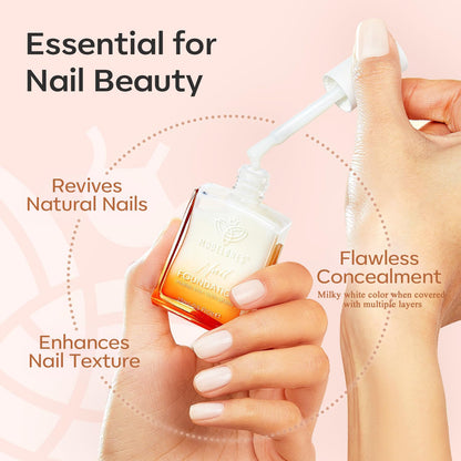 modelones Nail Strengthener, Milky White Nail Polish Nail Repair for Damaged Nails Hardener Quick Dry Nail Growth Polish Natural Nail Concealer Foundation