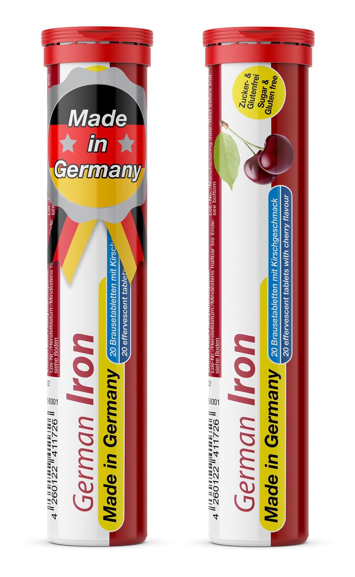 T&D German Iron 14 mg - 40 Vegan Drink Effervescent Tablets - Cherry Flavor - Made in Germany T&D buy supplements Au