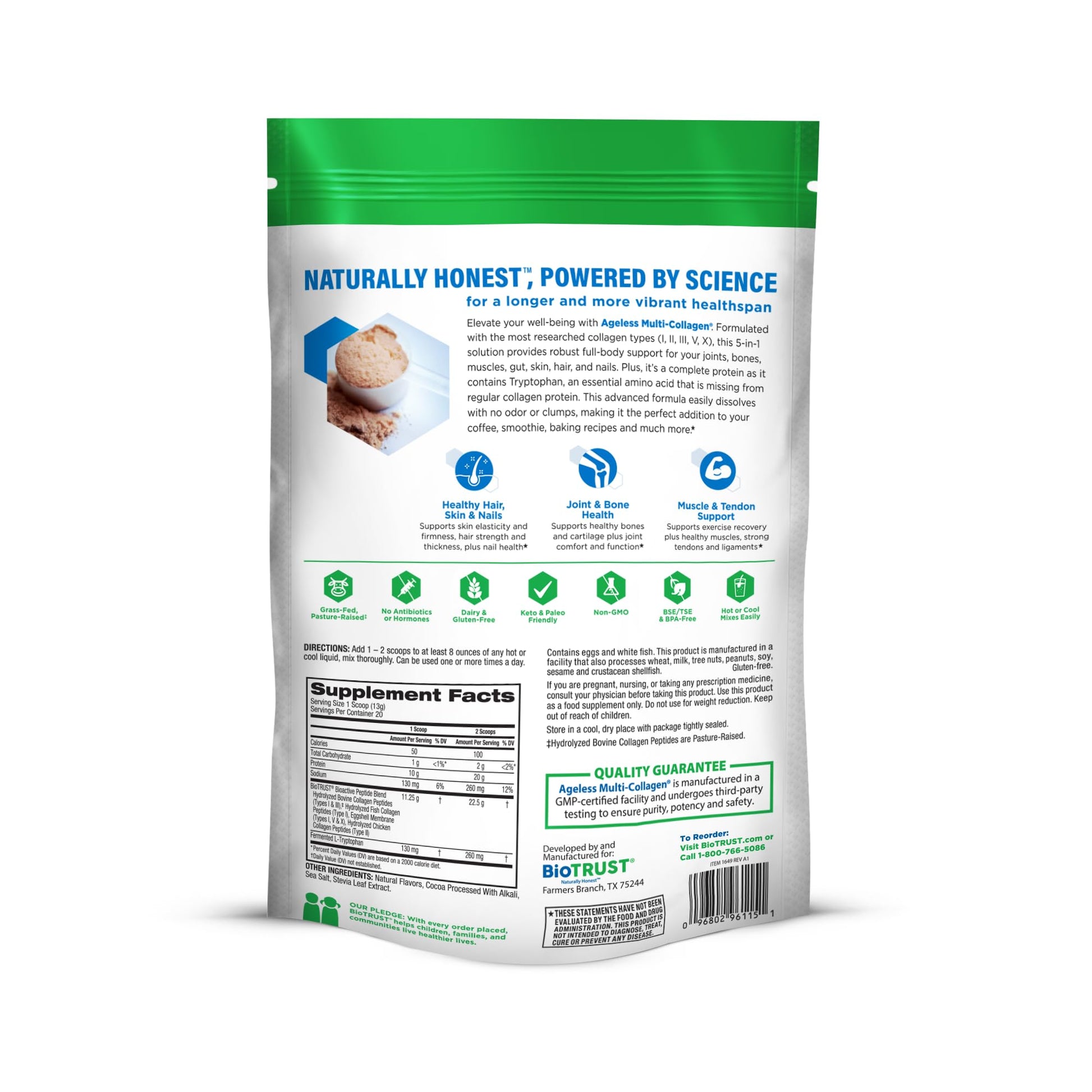 BioTrust Ageless Multi Collagen Peptides Powder – 5 Types (I, II, III, V, X) – Chocolate Collagen Powder for Women & Men – Hydrolyzed Protein – Grass Fed Beef, Fish, Chicken, Eggshell Membrane BioTrust buy supplements Au