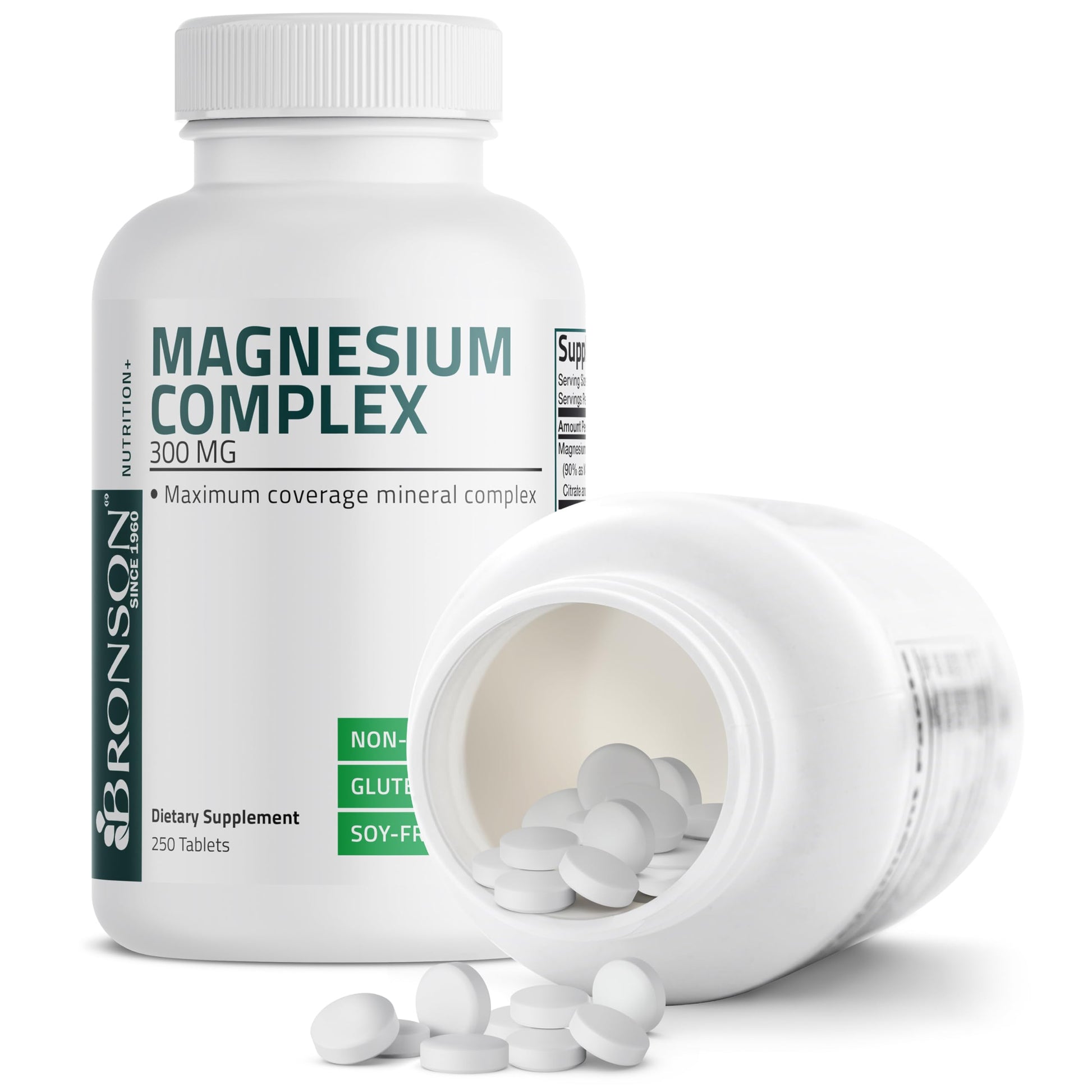 Bronson Triple Magnesium Complex Maximum Coverage 300mg - Non-GMO Formula, 250 Tablets Bronson buy supplements Au