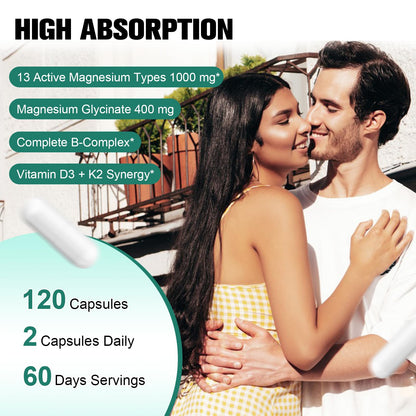 25-in-1 Magnesium Complex with Methylated B Complex Magnesium Glycinate Citrate Malate Taurate Gluconate Aspartate Carbonate D3 K2, Magnesium Supplement for Relaxation Energy & Nerve, 120 Vegan Caps Totaria buy supplements Au