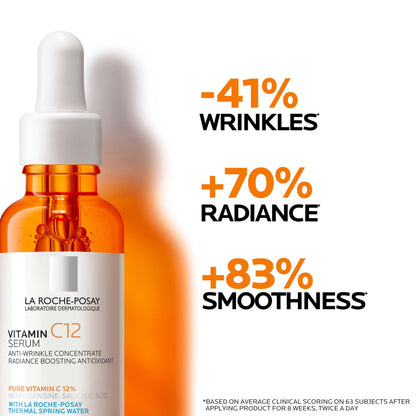 La Roche-Posay Pure Vitamin C Serum For Face With Hyaluronic Acid & Salicylic Acid, Hydrating & Brightening Serum