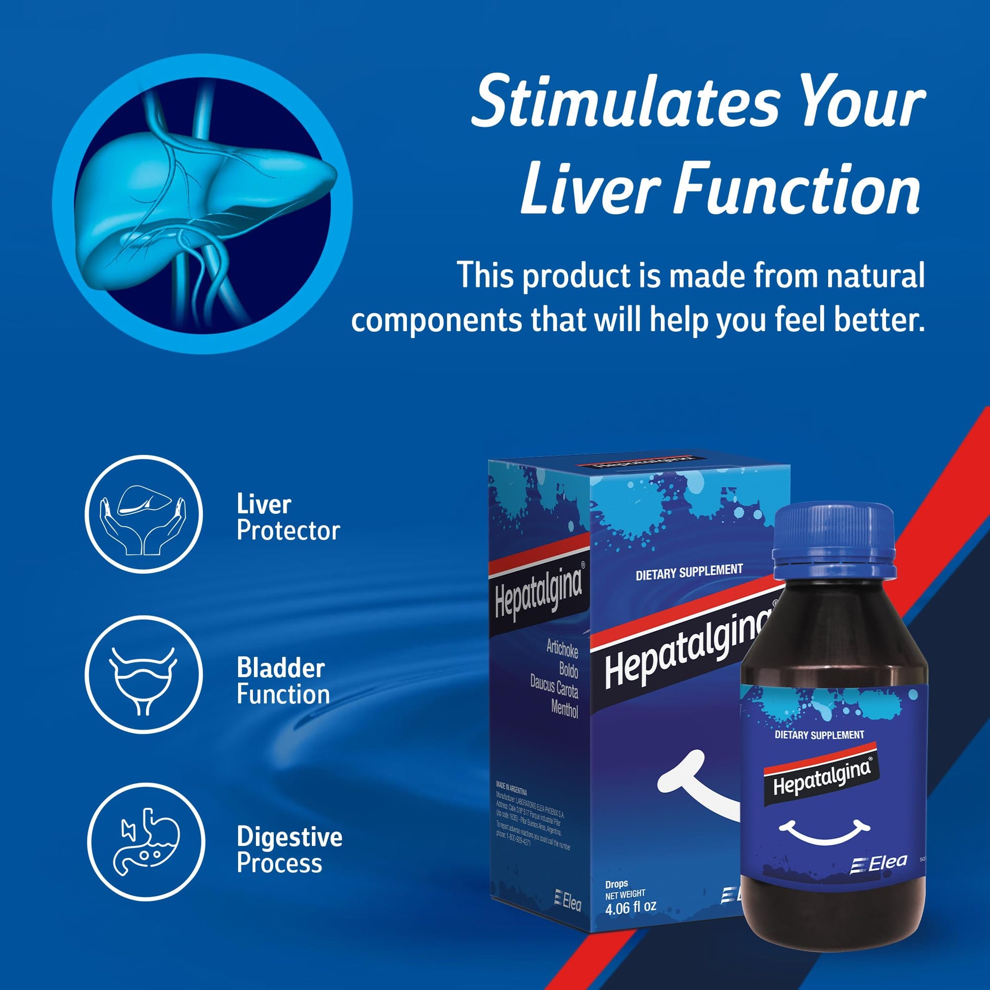 Hepatalgina Liver Support Digestive Protector - Liquid Herbal Supplement with Artichoke Extract for Liver Cleanse Detox & Repair - Liver Detox Cleanse Drops with Mint, Boldo & Carrot - 120 ml Hepatalgina buy supplements Au