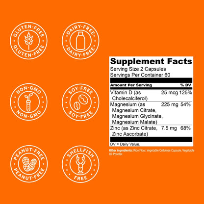 Live Conscious Magwell Magnesium Zinc & Vitamin D3 - Magnesium Glycinate, Malate, & Citrate - Triple Supplement for Women & Men - for Sleep, Bone, Heart, Immune Support - 120 Caps Live ConsciousBuy Supplements Australia