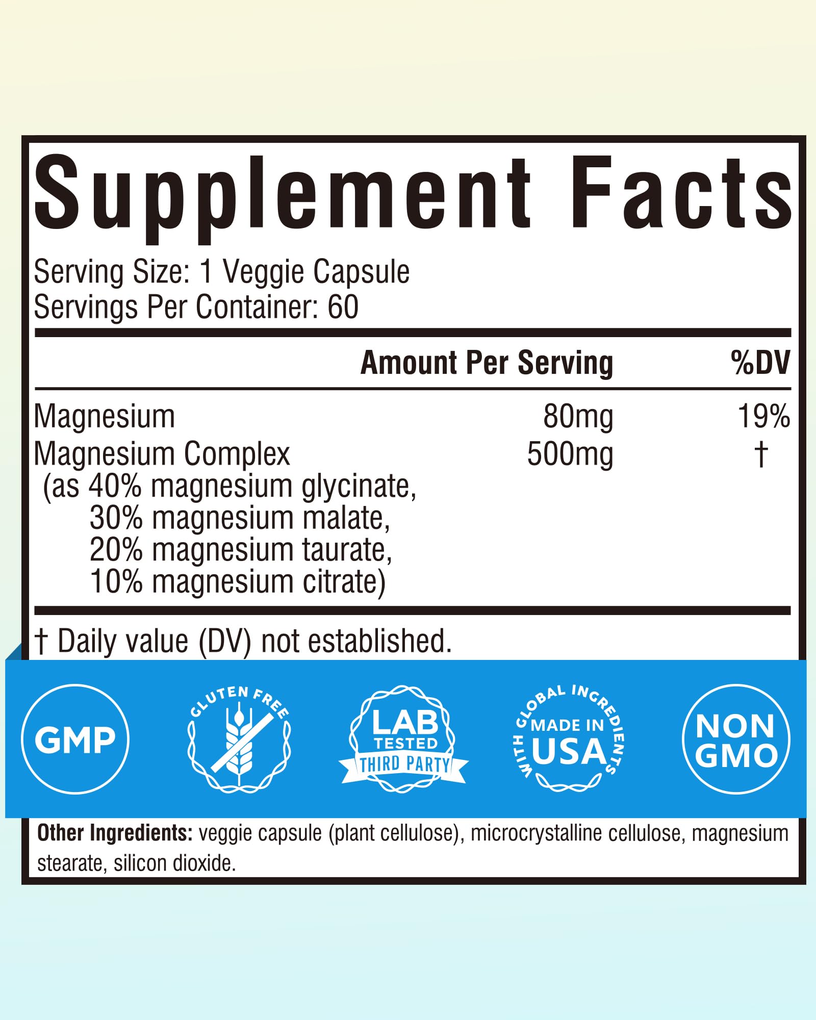 Terranics Magnesium Complex 500mg, Glycinate, Malate, Taurate, Citrate, Chelated Purified Easily Absorbed Magnesium Supplement for Sleep, Heart, Energy, Digestion Support, 60 Capsules Terranics buy supplements Au