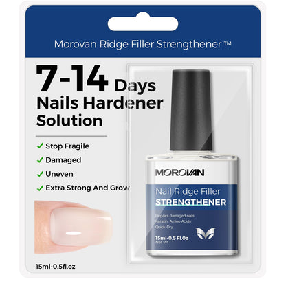 Morovan Nail Strengthener And Hardener: Milky White Ridge Filler Nail Concealer With Keratin For Thin Weak Brittle Nails, Strengthening Polish Repair For Damaged Nails, Air Dry Natural Nail Care 15ml