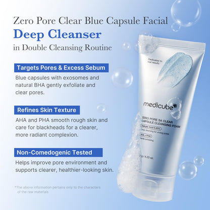 medicube Facial Cleanser Zero Pore Capsule Cleansing Foam | Daily Gentle Cleanser for Skin Texture, Blackhead & Pore Care