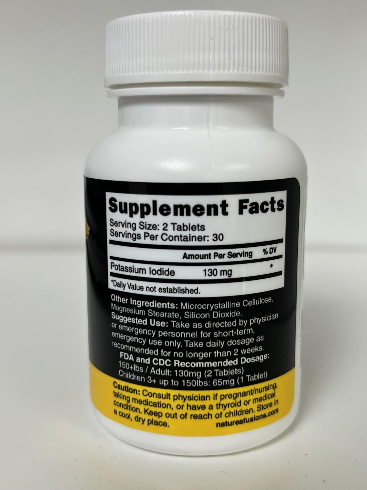 Potassium Iodide Tablets 130 mg - (60 Tablets) 10 Year Shelf-Life EXP 2034 to 2035 - Ki Pills - Yoduro de potasio - Nutri Supplements - 3rd Party Tested