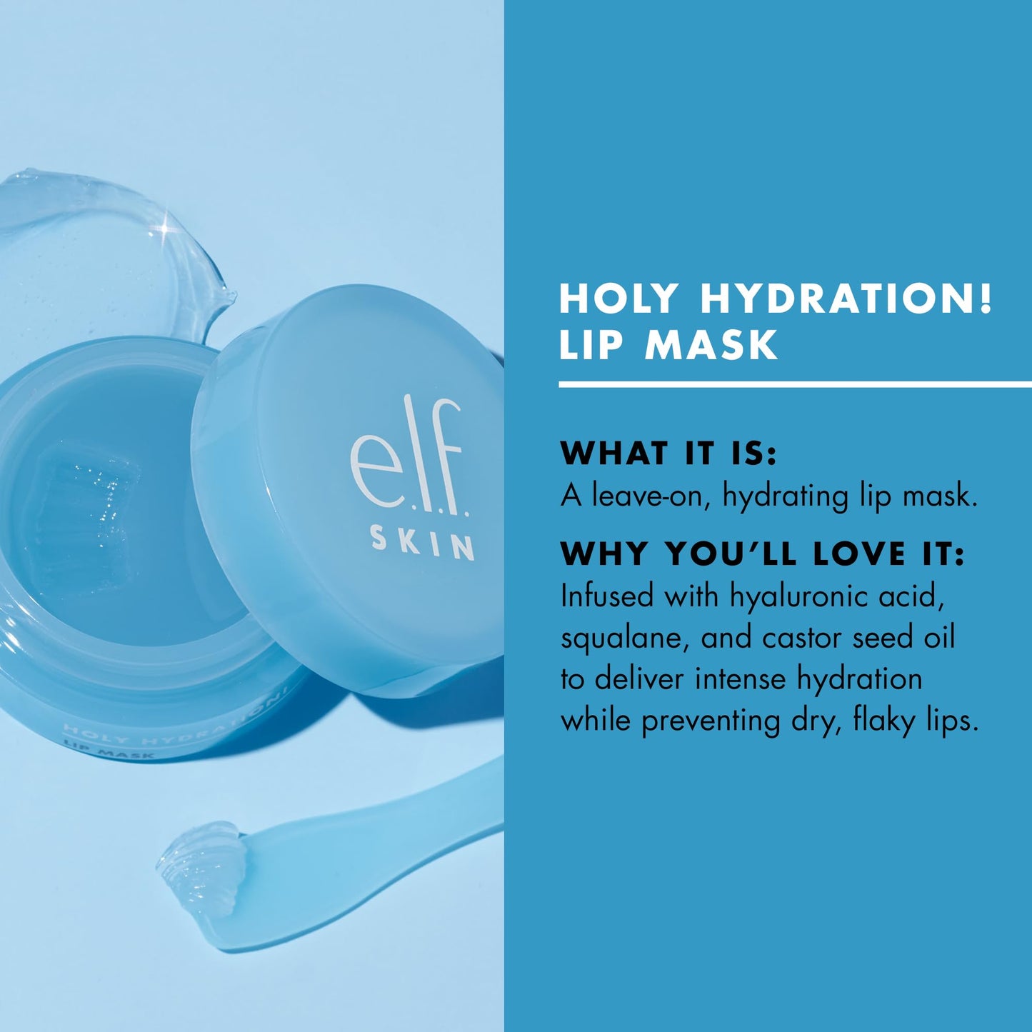 e.l.f. SKIN Holy Hydration! Lip Mask, Hydrating Lip Mask For A Softer & Smoother Pout, Infused With Hyaluronic Acid