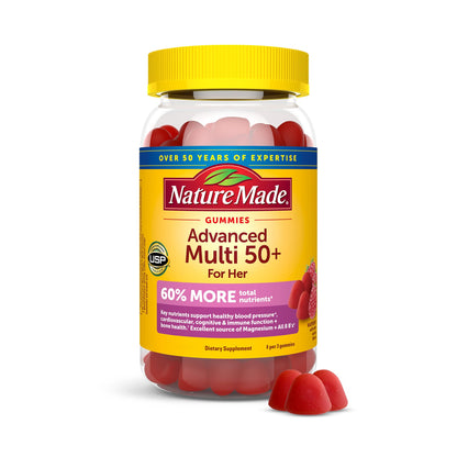 Nature Made Advanced Multivitamin Gummies 50 + for Her, Womens Multivitamins Gummies with Magnesium Citrate, Vitamin D3, Zinc