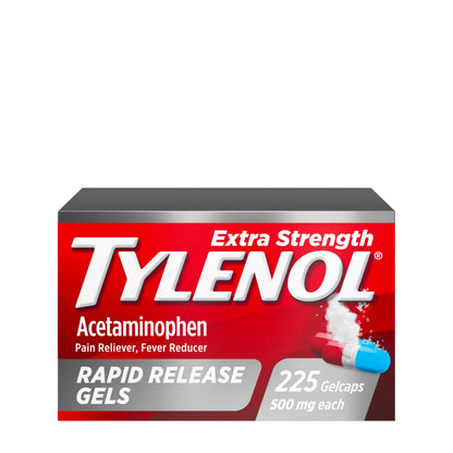 Tylenol Extra Strength Acetaminophen Rapid Release Gels, Fast, Strong Pain Relief, Fever Reducer Medicine, 500 mg Gelcaps with Laser‑Drilled Holes for Fast Release, Value Size, 225 Count TylenolBuy Supplements Australia