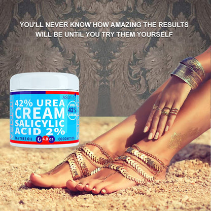 ASDToTio Urea Cream 42% - Premium Urea Foot Cream - With 2% Salicylic Acid, Tea Tree Oil, Shea Butter, Aloe Vera - For Feet, Hands, Heels, Elbows, Knees and More - 4 oz
