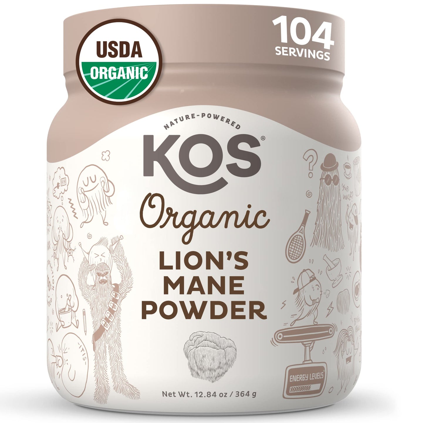 KOS Organic Lion's Mane Powder - Natural Nootropic Superfood - Vegan Functional Mushroom, Plant Based, USDA Certified, Non-GMO, Soy & Gluten-Free - 104 Servings KOS buy supplements Au