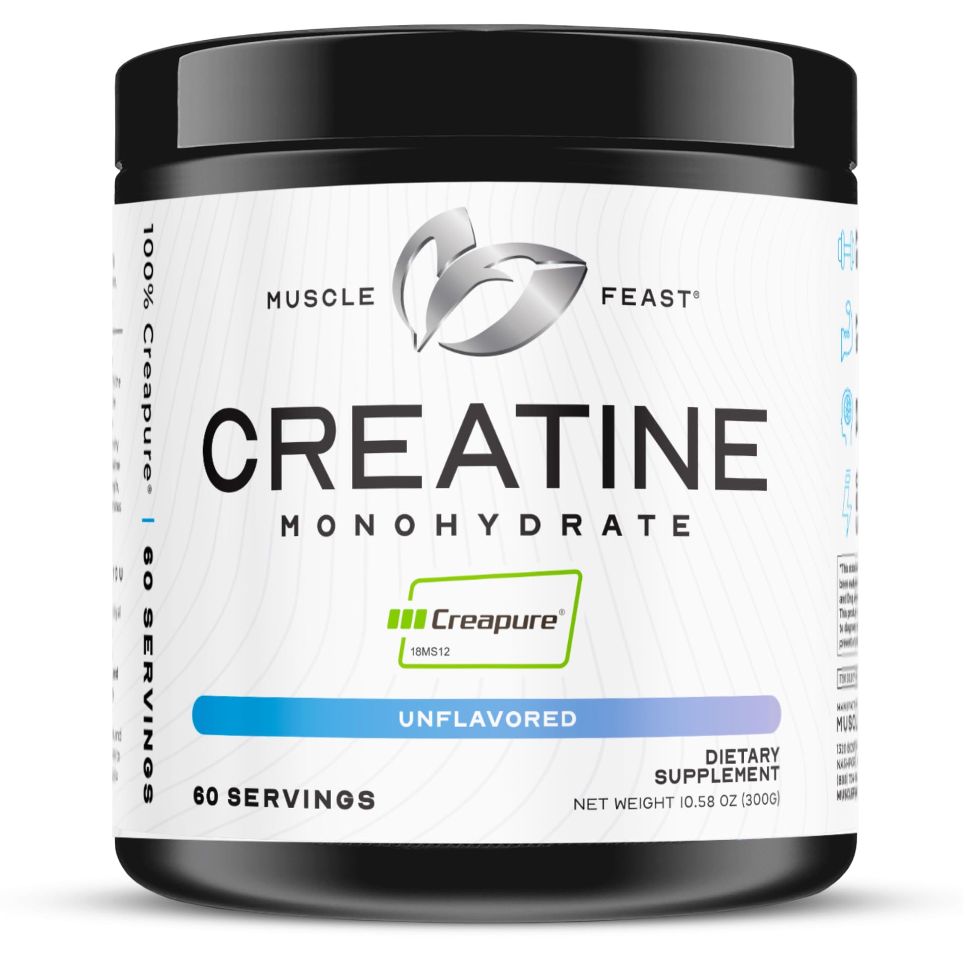 Muscle Feast Creapure Creatine Monohydrate Powder, Vegan Keto Friendly Gluten-Free, Mass Gainer, Muscle Recovery Supplement and Trusted Creatine for Muscle Growth, Creatine Powder, Unflavored, 300g Muscle Feast buy supplements Au
