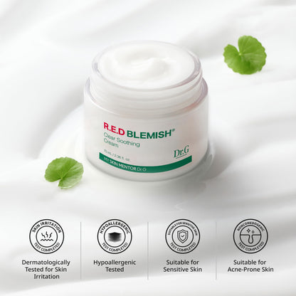 Dr. G R.E.D. Blemish Clear Soothing Cream - Calming Korean Moisturizer for Redness - Soothes Acne & Irritation