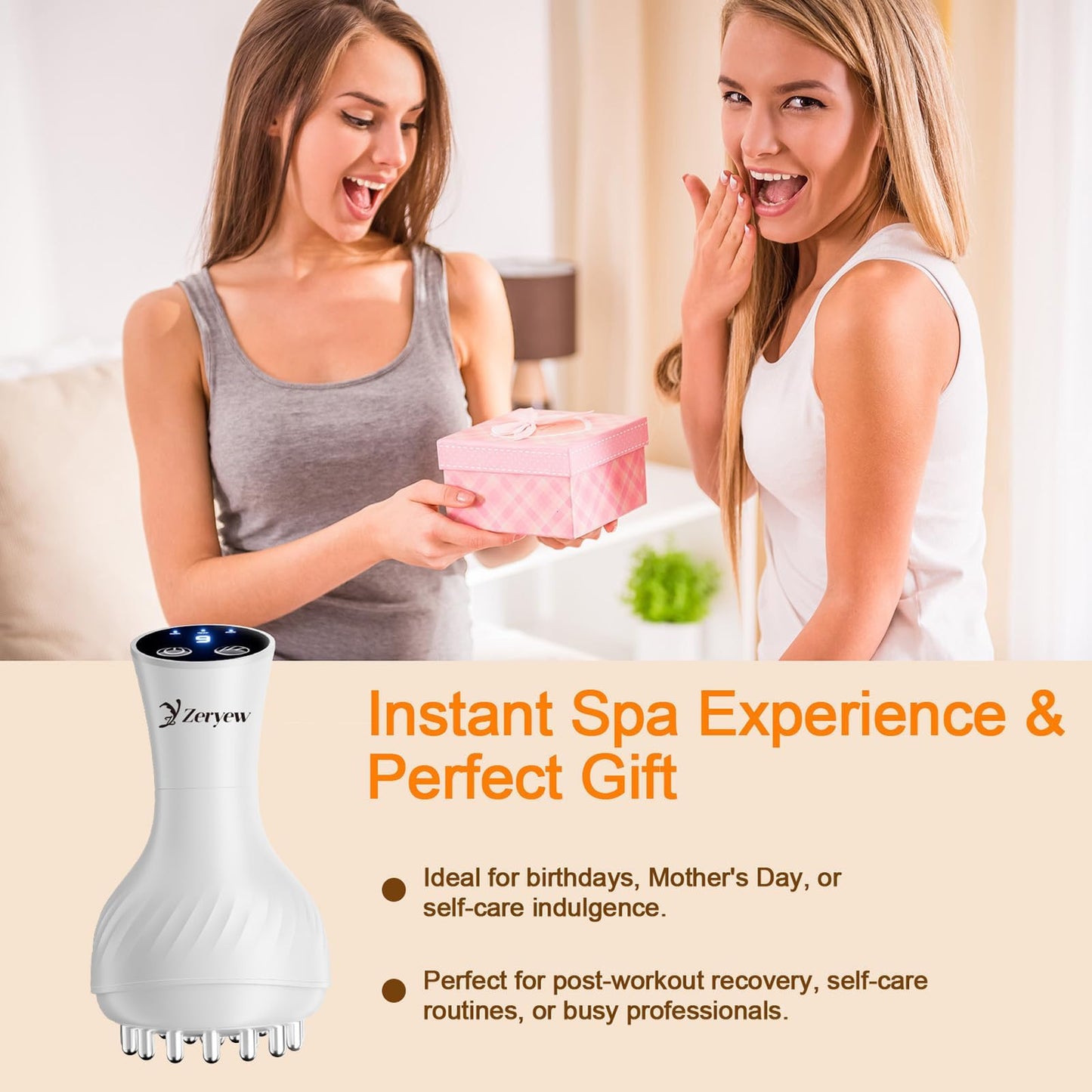 ZY ZERYEW 3-in-1 Handheld Lymphatic Drainage Massager with Red Light, Heat & Vibration - Cordless Anti Cellulite Massage Tool for Body Relaxation, 3 Modes & 9 Speeds for Belly, Legs, Thighs ZY ZERYEW buy supplements Au