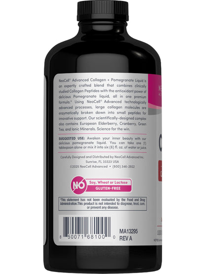NeoCell Advanced Liquid Collagen | 4000 mg | Pomegranate and Fruit Juice Concentrates | for Women and Men | 16 fl oz