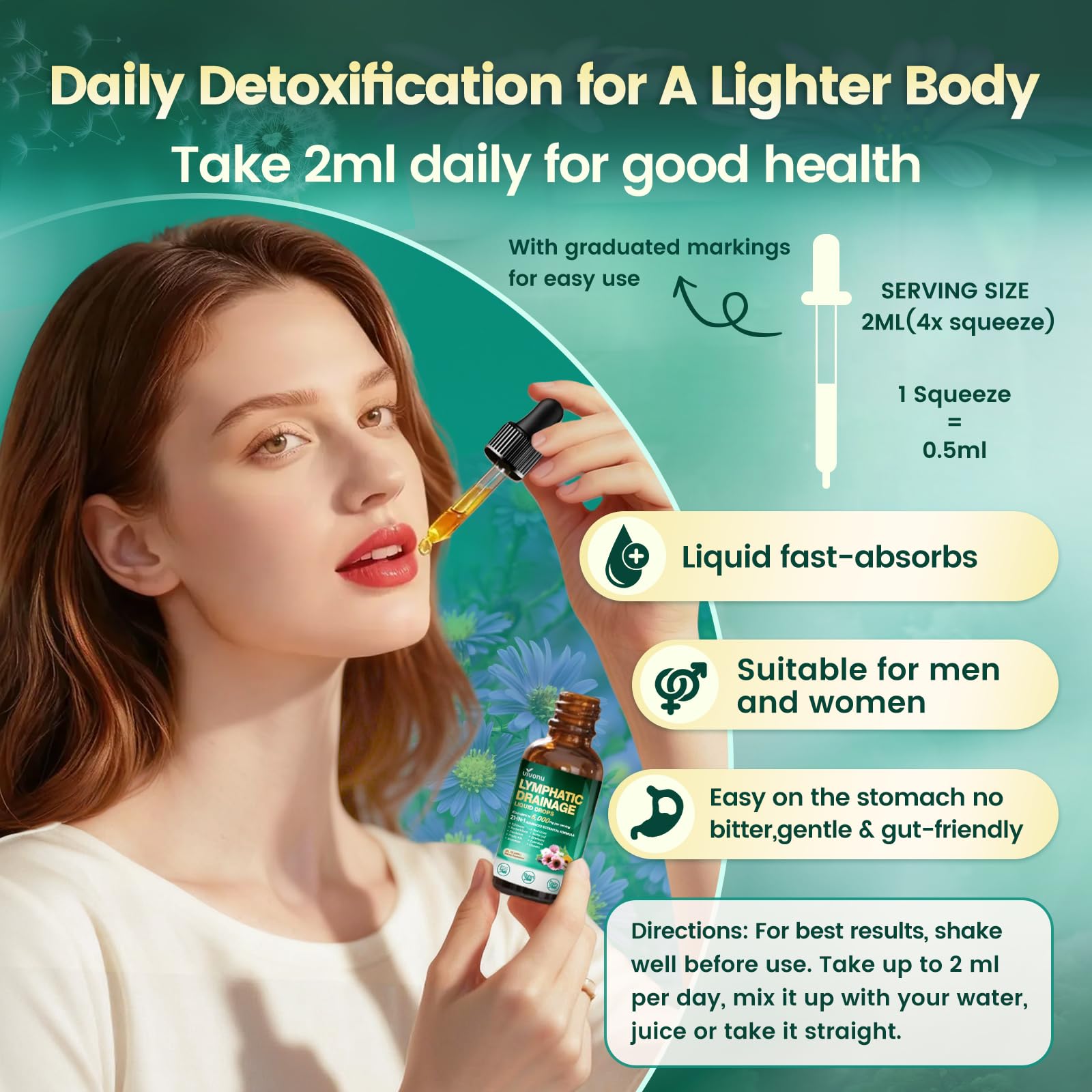 21-in-1 Lymphatic Drainage Drops for Liposomal, Immune & Lymph System Support Supplement for Women & Men with Echinacea, Dandelion, Burdock, Bromelain, Calendula, Turmeric & More, 2 FL OZ VivoNu buy supplements Au