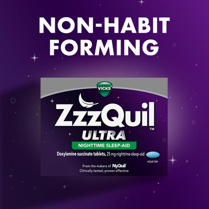 ZzzQuil ULTRA, Sleep Aid, Doxylamine Succinate 25mg, Sleep Aids for Adults, Nighttime Sleep Aid, 48 Tablets ZzzQuil buy supplements Au