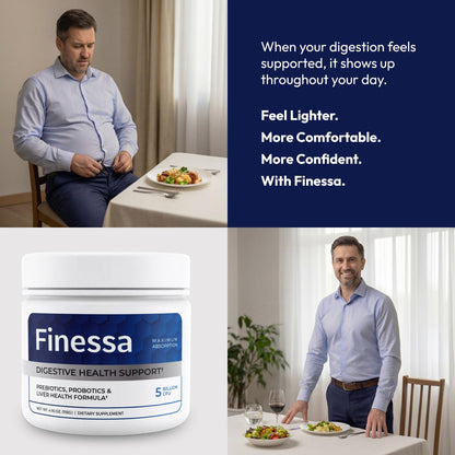 Finessa Digestive Probiotic Drink - 2in1 Digestive Health, Liver Cleanse Detox & Repair | Constipation, Gas and Bloating Relief | Gut Health Blend with Prebiotics & Probiotics