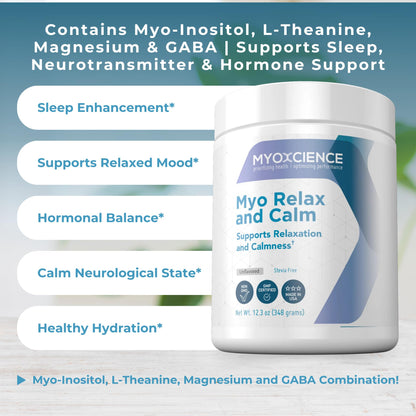 MYOXCIENCE Myo Relax & Calm | Myo-Inositol, L-Theanine, Taurine, Magnesium & GABA | Supports Sleep, Neurotransmitter & Hormone Support (Unflavored) (60 Servings) MYOXCIENCE buy supplements Au