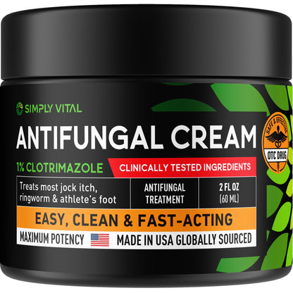 SimplyVital Clotrimazole Antifungal Cream - Treats Most Athlete’s Foot, Jock Itch, Ringworm, Clotrimazole 1% Anti Fungal Cream for Skin, Athletes Foot Treatment, Ring Worm Medication for Humans, 2 oz SimplyVital buy supplements Au