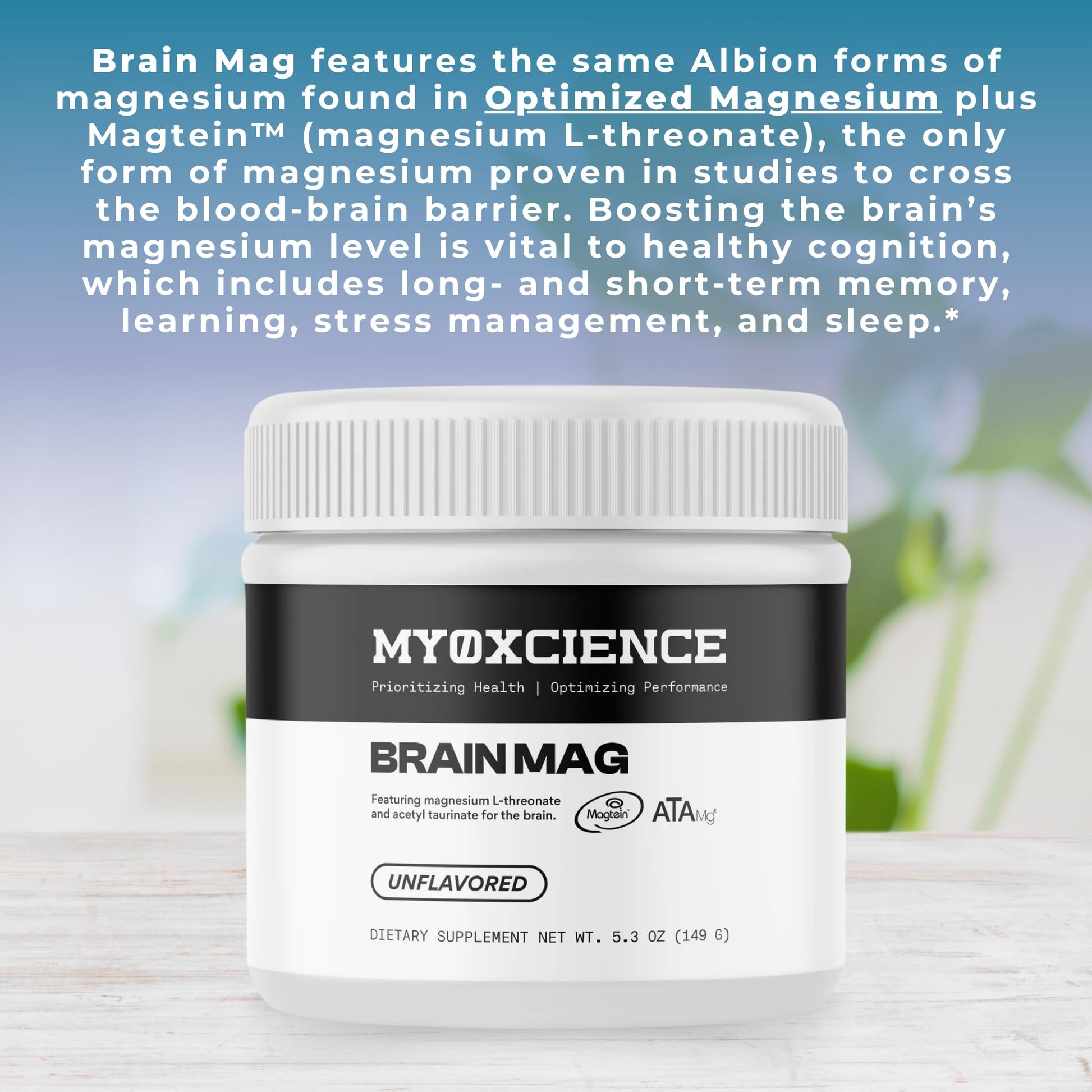 MYOXCIENCE Brain Mag | Magnesium L-Threonate Magtein & Magnesium Glycinate Powder (Unflavored) (60 Servings) MYOXCIENCE buy supplements Au
