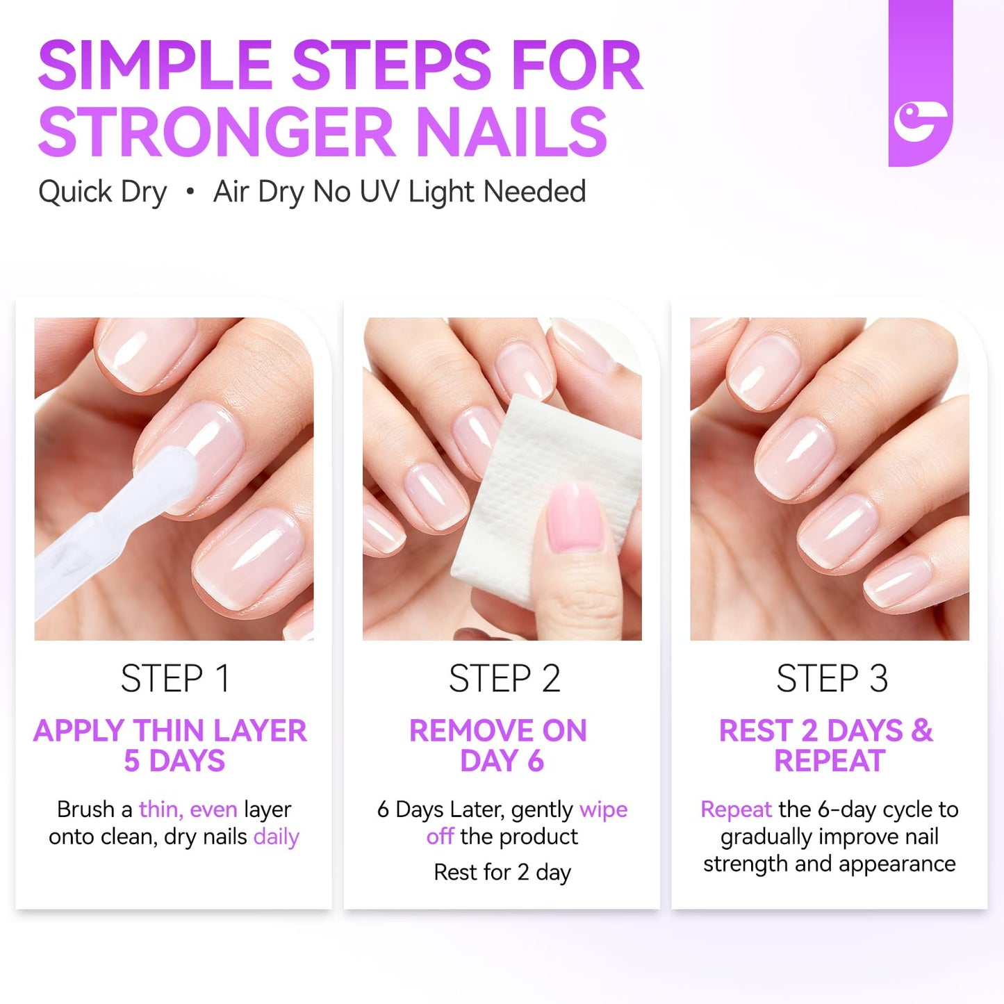 Gelike EC Nail Strengthener and Hardener Polish: Clear Fast Dry Nail Growth Treatment Ridge Filler for Peeling and Weak Nails Long Lasting