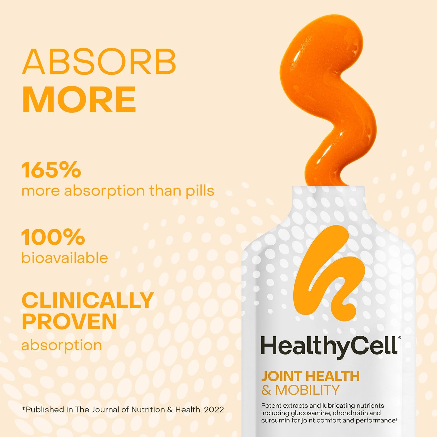Healthycell Joint Health & Mobility Daily Liquid Supplement - Joint Support Supplement, Inflammation Response, Cartilage & Flexibility with Curcumin, Glucosamine & Chondroitin - 30 Gel Packs HealthycellBuy Supplements Australia
