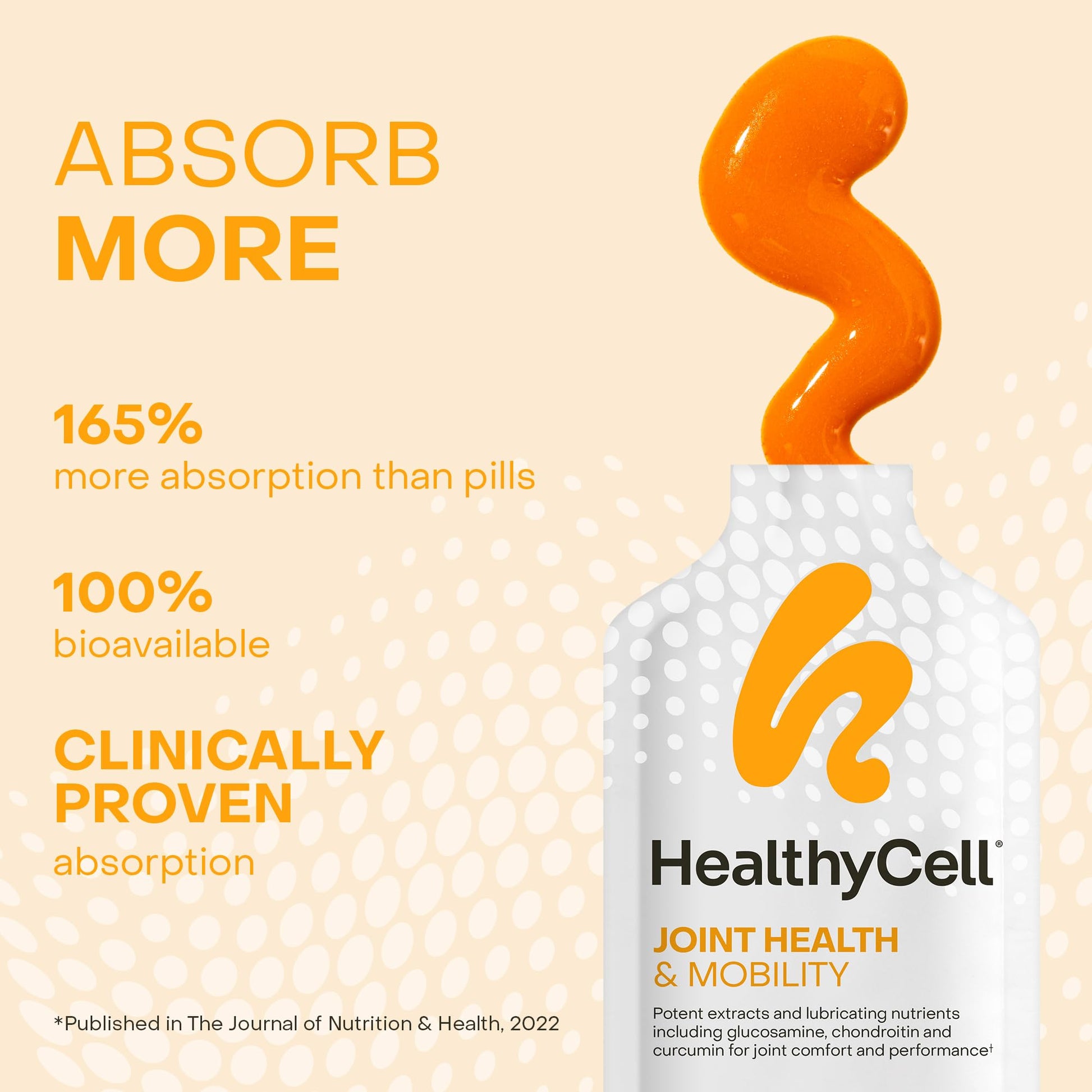 Healthycell Joint Health & Mobility Daily Liquid Supplement - Joint Support Supplement, Inflammation Response, Cartilage & Flexibility with Curcumin, Glucosamine & Chondroitin - 30 Gel Packs HealthycellBuy Supplements Australia