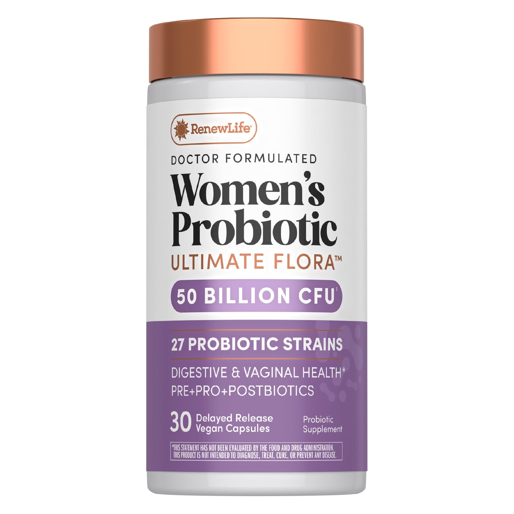 Renew Life Ultimate Flora Probiotics for Women | 50 Billion CFU | 30 Delayed Release Vegan Capsules | Digestive & Vaginal Health | Dairy, Soy and Gluten Free Supplement Renew Life buy supplements Au