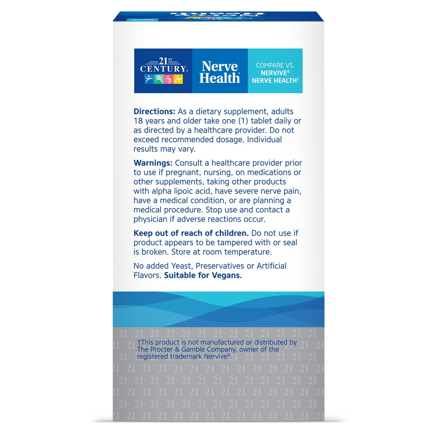 21st Century Nerve Health Tablets (30 Count), Alpha Lipoic Acid 300mg, B1, B6, & B12 Vitamins for Nerve Function Support, Antioxidant ALA Supplement, Gluten Free. Non-GMO, & Vegan 21st CenturyBuy Supplements Australia