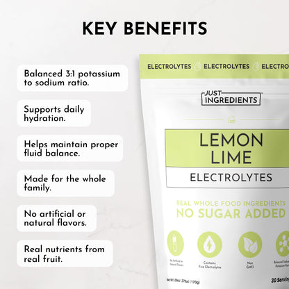 Lemon Lime Electrolytes – 30‑Serving Hydration Drink Mix with Coconut Water, Sea Salt, and Trace Minerals – Supports Energy, Recovery, and Electrolyte Balance*