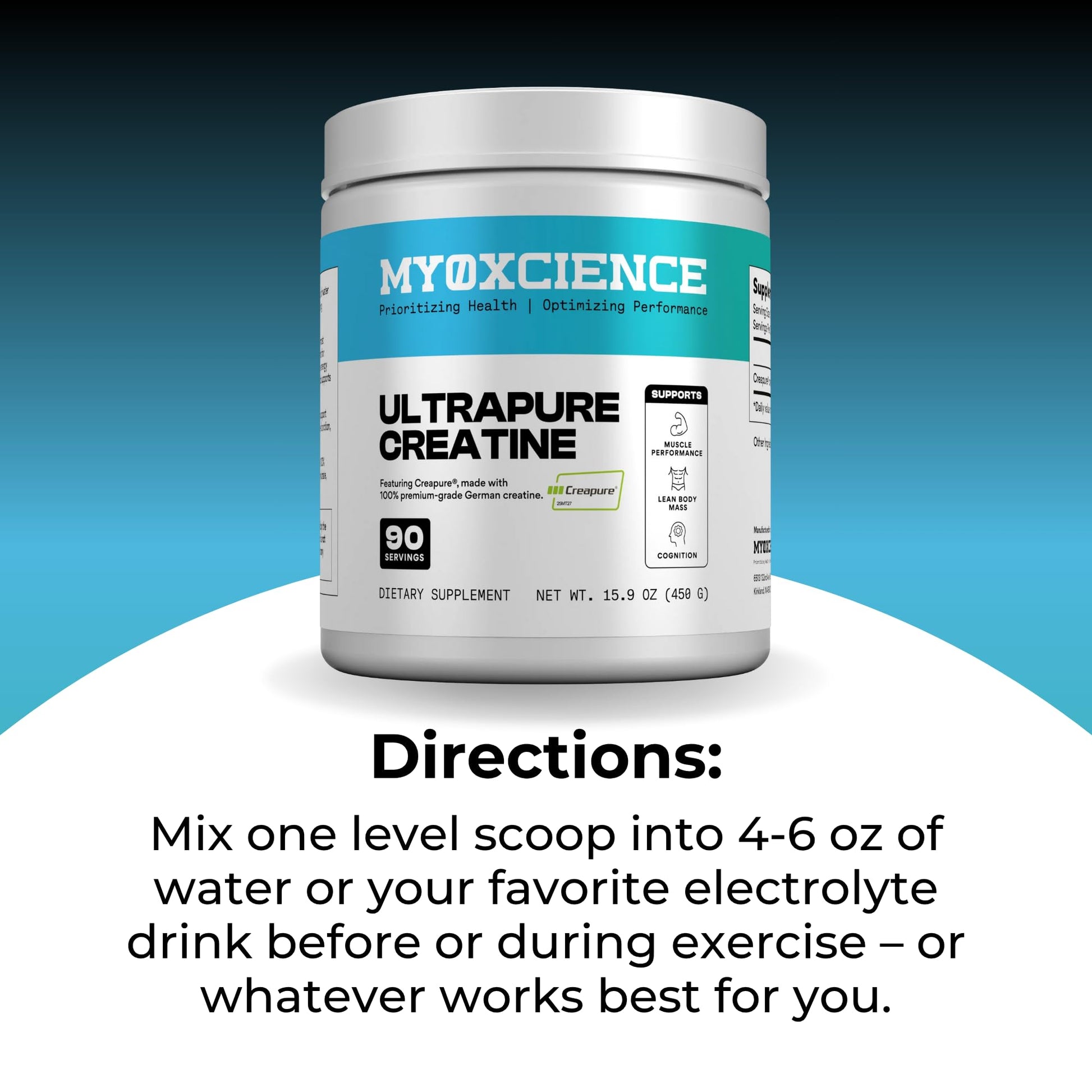 MYOXCIENCE Creapure® Creatine | 5 Grams German Creatine Monohydrate Per Serving | Supports Muscle Performance, Lean Body Mass, & Cognition (90 Serving Jar) MYOXCIENCE buy supplements Au