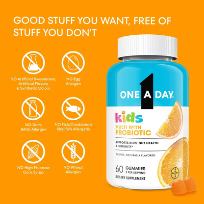 One A Day Kids Multivitamin with Probiotic, Multivitamin Gummies, Kids Probiotic for Digestive Health, Gummy Vitamins ONE A DAY