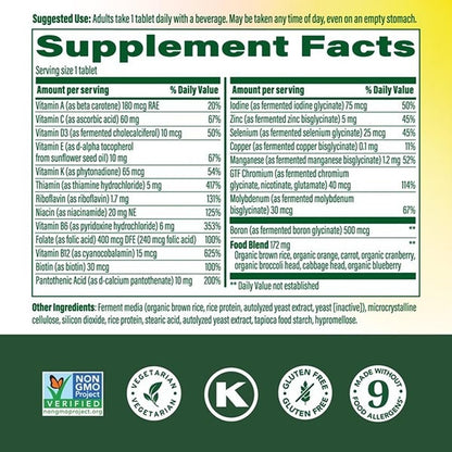 MegaFood One Daily Iron Free Multivitamin - Multivitamin for Women and Men - with Real Food - Immune Support Supplement - Bone Health - Energy Metabolism - Vegetarian; Non-GMO; No Iron - 60 Tablets MegaFood buy supplements Au