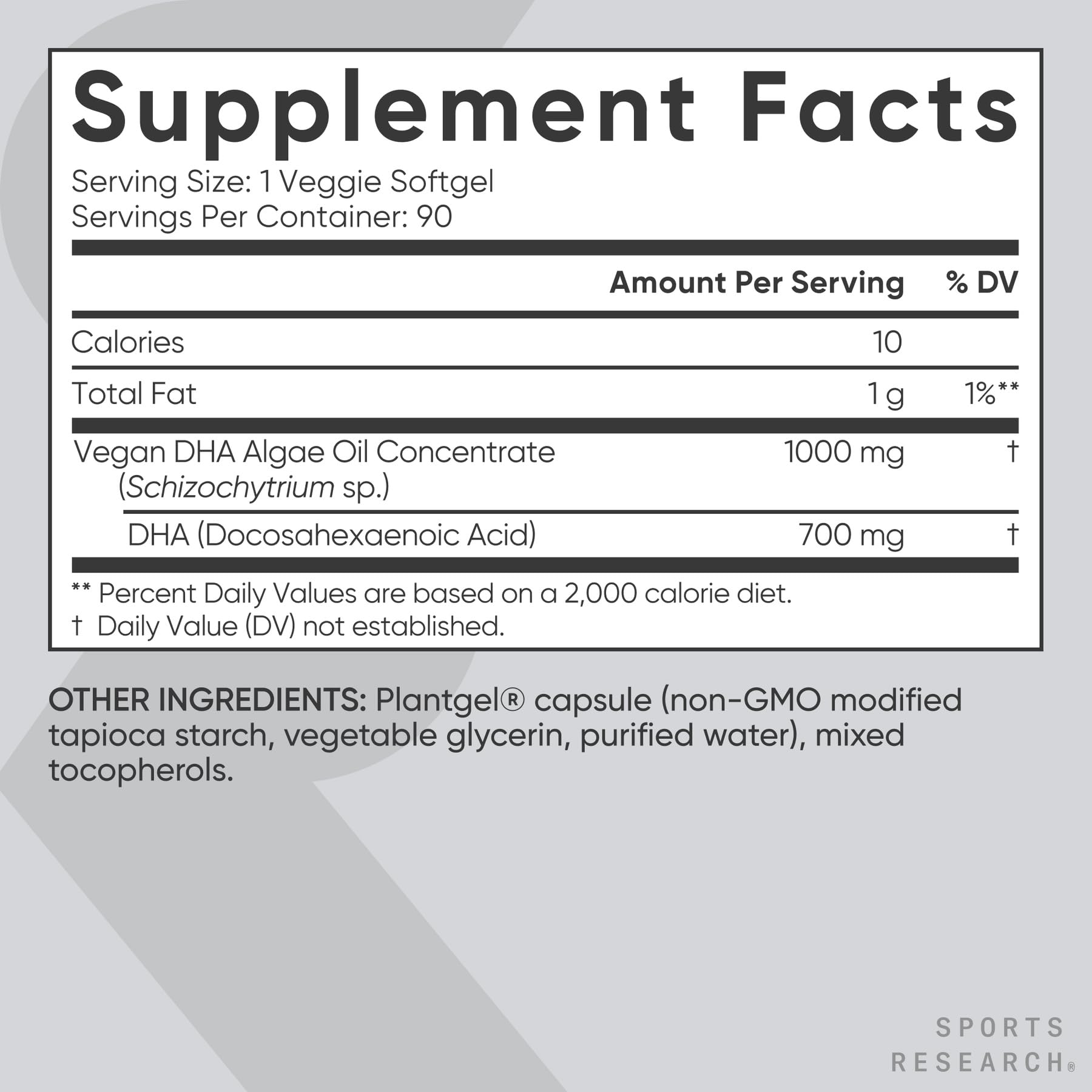 Sports Research® Vegan DHA 700mg - Cognitive Support, Brain Support, Supplement with Omega-3 DHA from Algae Oil - Vegan Certified · Non-GMO · Gluten Free - 90 Count Softgels Sports Research buy supplements Au