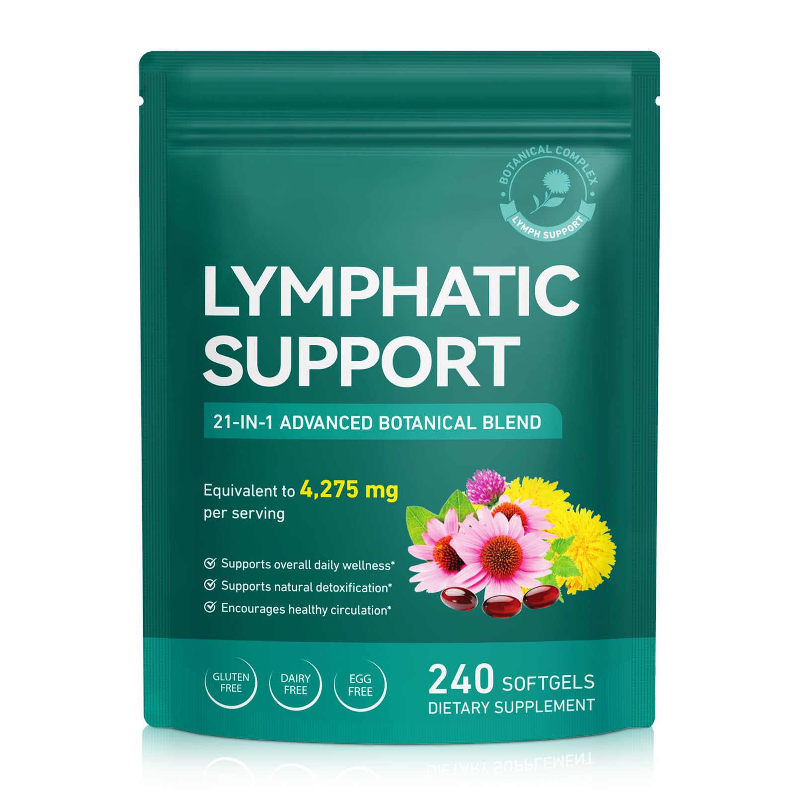 Lymphatic Drainage Supplements, Lymphatic Support Softgels for Immune Health, Plant-Based Formula with Echinacea, Burdock Root, Elderberry, Bromelain, Turmeric, 240 Softgels UXENPHXF buy supplements Au