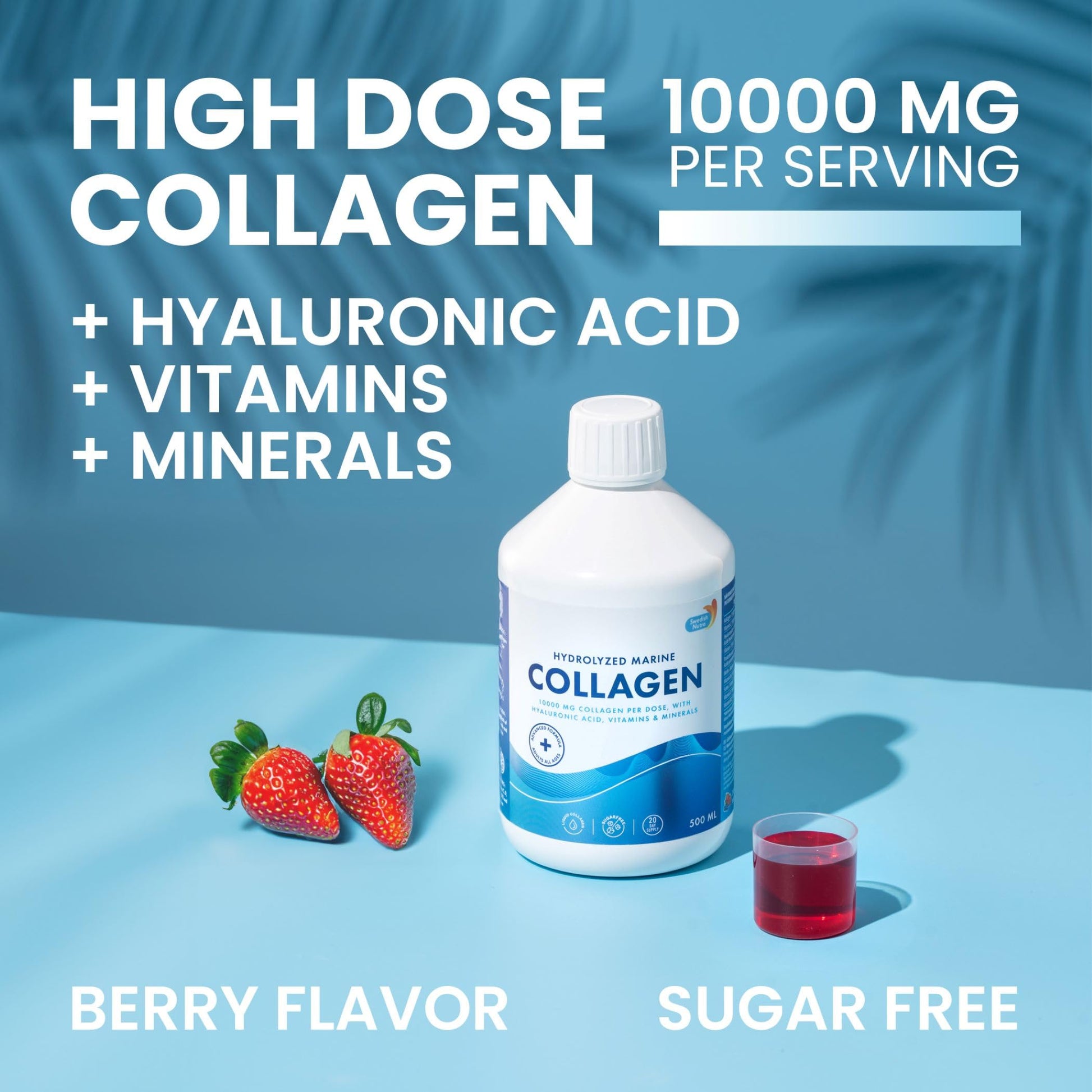 Swedish Nutra 10,000 mg Hydrolyzed Marine Collagen Liquid Supplement - 500 ml, 20 Day Supply | Hyaluronic Acid, Biotin & Vitamin C for Healthy Hair, Skin, Nails & Joints | For Men & Women | Sugar-Free Swedish Nutra buy supplements Au