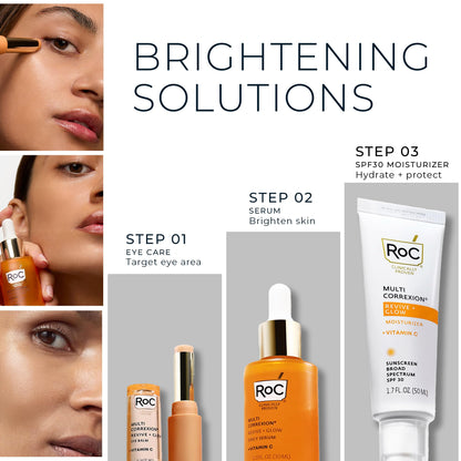RoC Multi Correxion Revive + Glow Eye Balm with Vitamin C (0.14 oz) + Retinol Eye Cream Packette