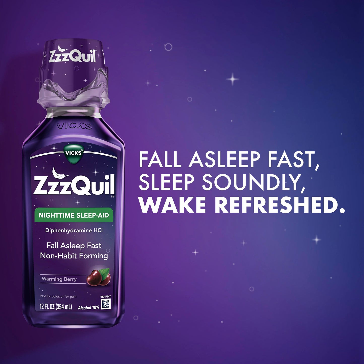 ZzzQuil, Sleep Aid, Nighttime Sleep Aid Liquid, 50 mg Diphenhydramine HCl, Fall Asleep Fast, Non-Habit Forming, Warming Berry Flavor, 12 FL OZ ZzzQuil buy supplements Au