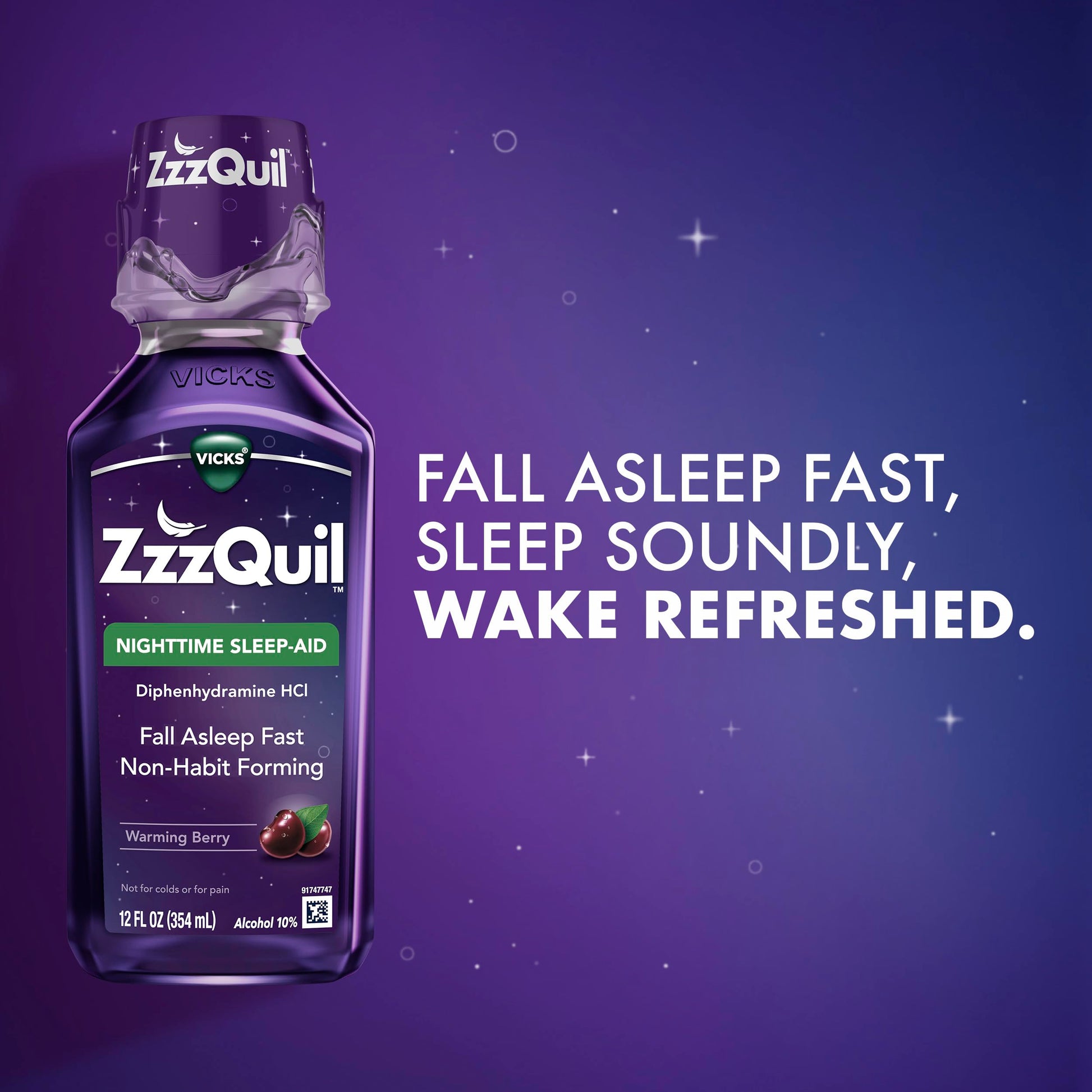 ZzzQuil, Sleep Aid, Nighttime Sleep Aid Liquid, 50 mg Diphenhydramine HCl, Fall Asleep Fast, Non-Habit Forming, Warming Berry Flavor, 12 FL OZ ZzzQuil buy supplements Au